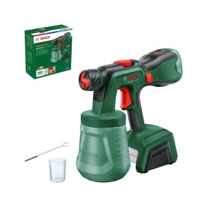 Akumulátorový striekací systém Bosch Universal-Spray 18V-300, zeleno-čierny, s nádobou a príslušenstvom.