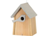 Vtáčia búdka s figúrkou vtáčika FSC® hnedá/svetlosivá