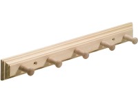 Hettich Vešiaková lišta Country s 5 hákmi, prírodný smrek, 400 x 50 x 60 mm