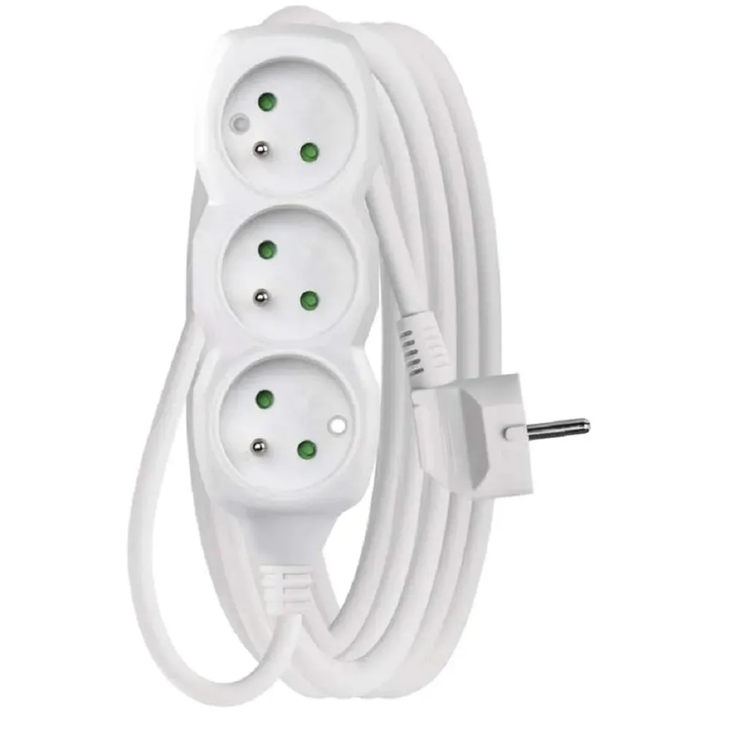 E-shop EMOS Predlžovací kábel biely, 3 zásuvky, max. 10 A/2300 W, 5 m