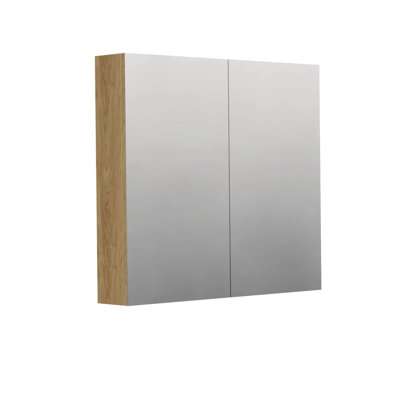 E-shop INTEDOOR Zrkadlová skriňa BEE, 2 dvere, el.zásuvka, IP44, š. 80cm, dub Hickory