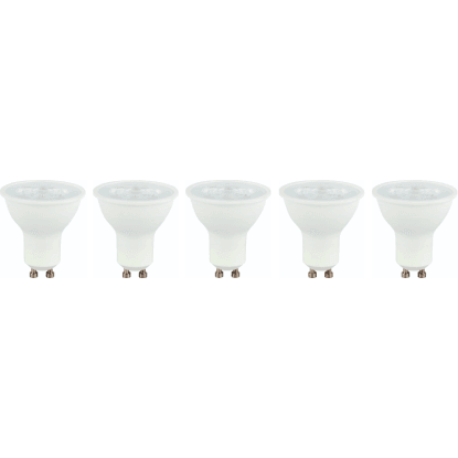 Energetický štítok LED žiarovky PK5 GU10 s triedou energetickej účinnosti F a 5 kWh/1000h.