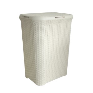 Curver Kôš na špinavú bielizeň RATTAN krémový 60 l, 62,7 x 44,8 x 34,5 cm