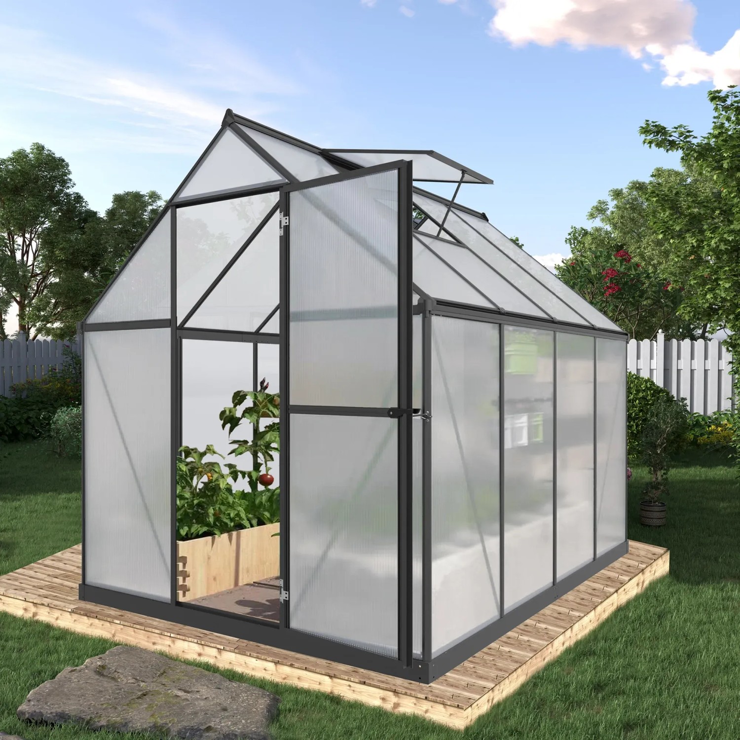 E-shop Floraworld Skleník GROW III, antracitová, 182 x 243 x 208 cm