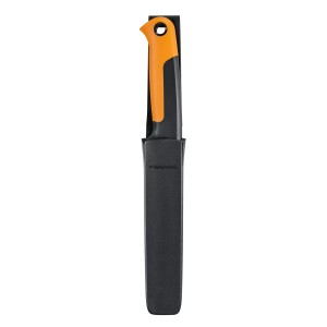 Zberový nôž Fiskars X-series K82, čierno-oranžový, s puzdrom.