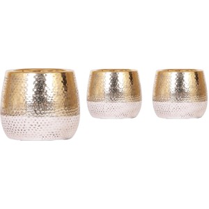 Keramické kvetináče, Elite Gold, Ø 6 cm, sada 3 ks, zlatá/biela, pre vnútorné použitie.