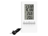 Solight Teplomer s drôtovým čidlom TE09, veľký LCD displej, dátum, čas, biela