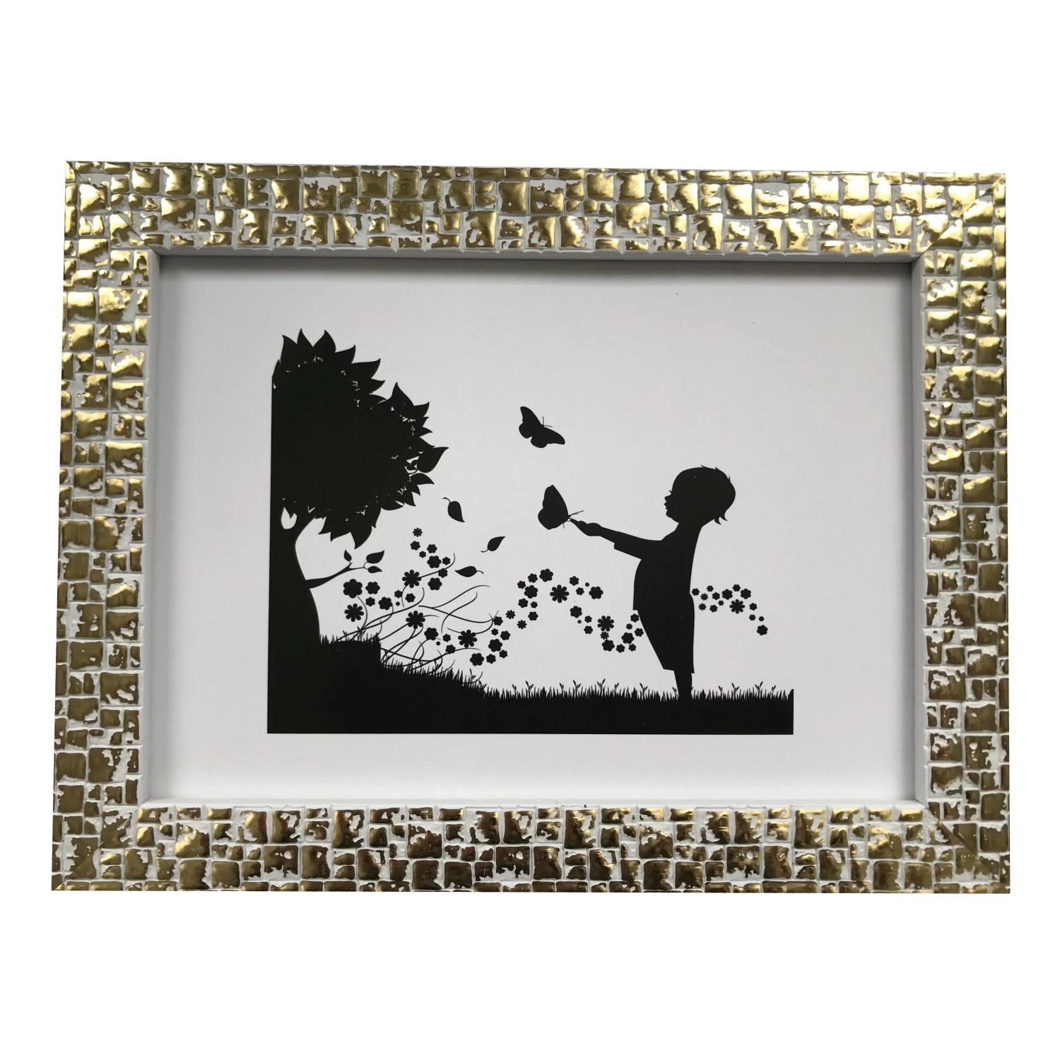E-shop Bondecor Fotorámček plastový štruktúrovaný, lišta 19/13 mm, zlatý, 10 x 15 cm