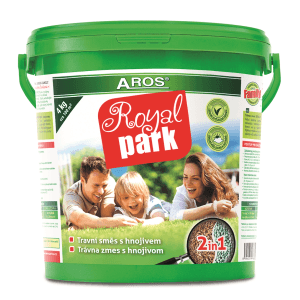 Vedro trávneho semena 'Royal Park' od AROS, 4 kg pre cca 100 m² trávnika.