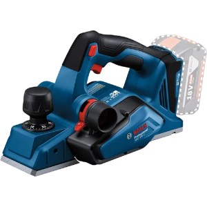Modrý akumulátorový hoblík Bosch Professional na hobľovanie. Elektrický hoblík s batériou.