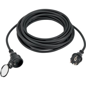 Predlžovací kábel čierny 1x zásuvka, 1x zástrčka, max. 3500 W, IP44, 10 m