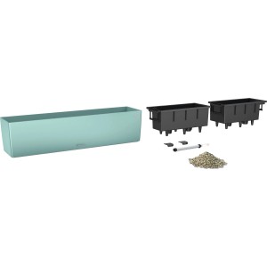 Lechuza Balconera Color 80, pastelovo zelený kvetináč (79 cm), s príslušenstvom a vložkami pre rastliny.