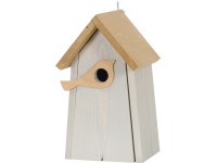 Vtáčia búdka s figúrkou vtáčika veľká FSC® svetlosivá/hnedá