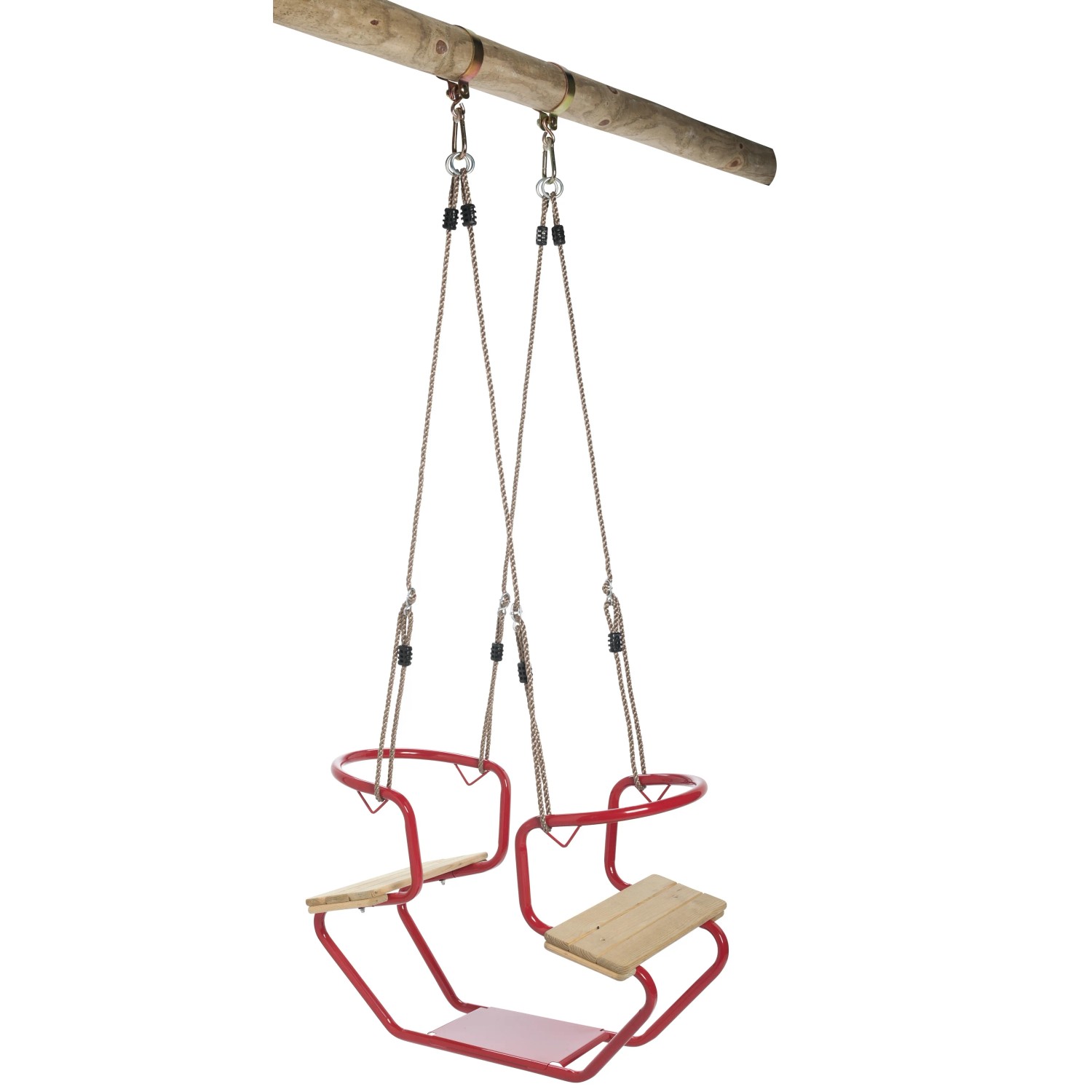 E-shop SwingKing Dvojmiest. hojdačka typu gondola pre guľatinu červená, 92 x 44 x 53 cm
