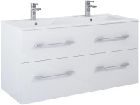 Maximus Skrinka pod umývadlo Madrid, 4 zásuvky, biela + strieb. úchytky, 120 cm