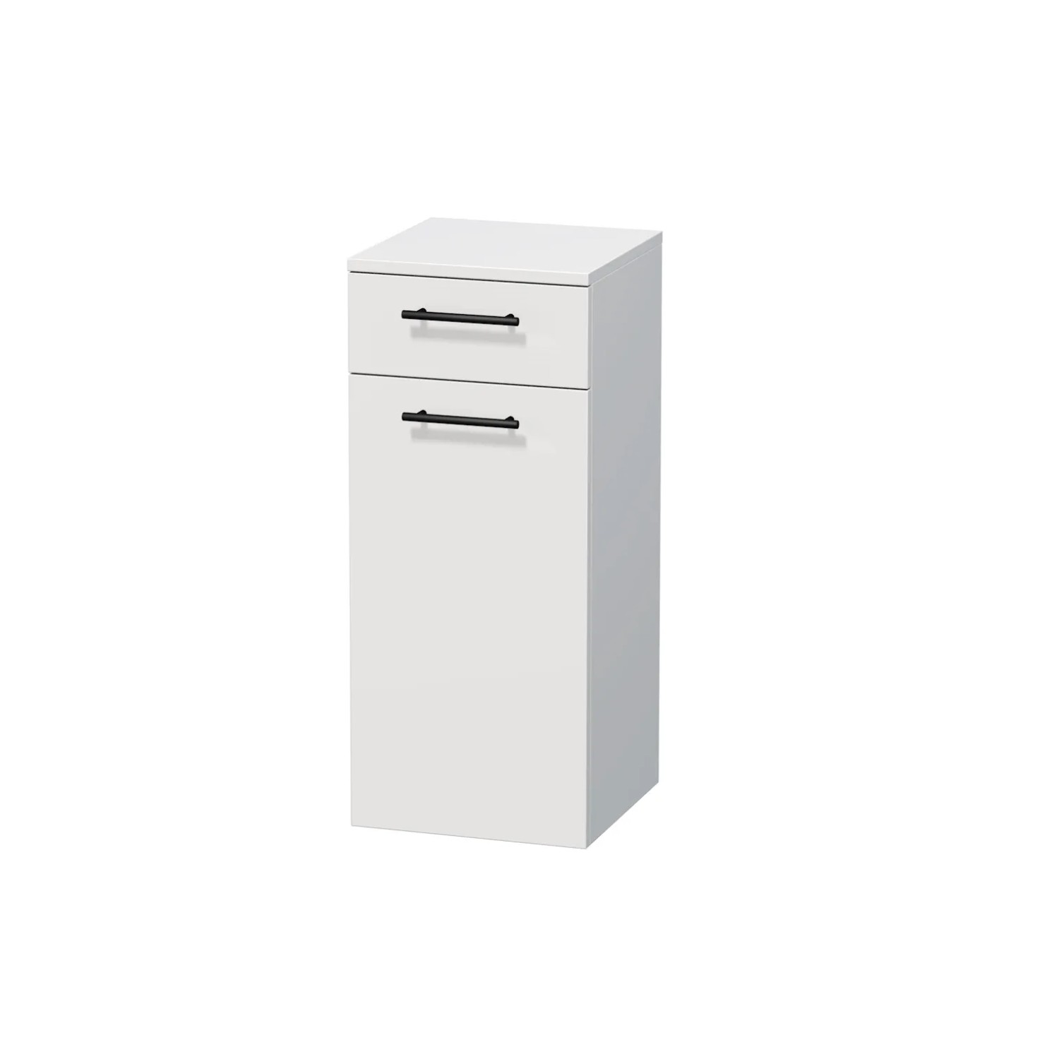 E-shop INTEDOOR Nízka skriňa BEE pravá, úchyt čierny, š. 35 cm, biela lesk