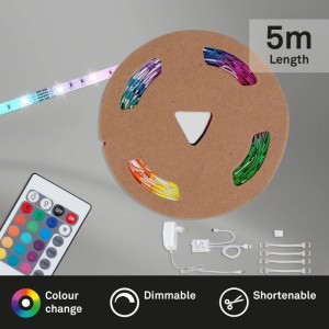 Briloner LED pásik Flexband 5 m, viacfarebný, s príslušenstvom a diaľkovým ovládaním.