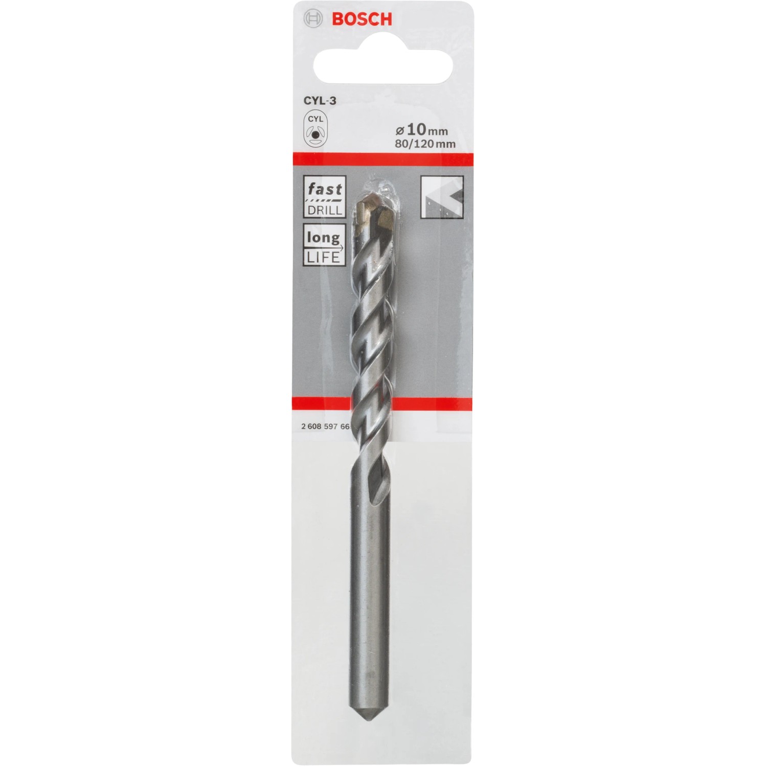 E-shop Bosch Špirálový vrták do betónu CYL-3 Silver Percussion, 10 x 80 x 120 mm