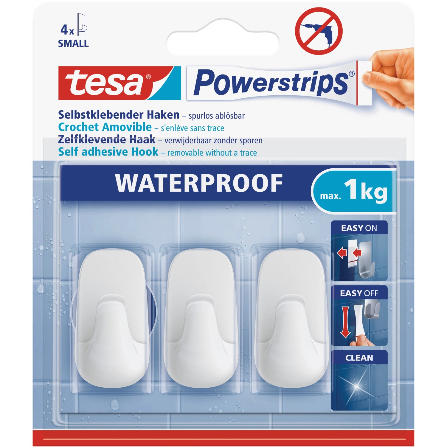 E-shop tesa Samolepiace háčiky Powerstrips Waterproof malé, biela, 3 ks