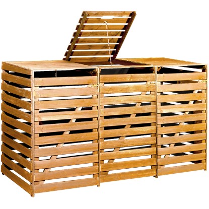 Weka Box na 3 smetiaky, medovo hnedý, impregnovaný