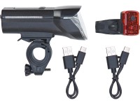 Prophete Súprava nabíjacích LED svietidiel na bicykel - zadné a predné, 100 lux