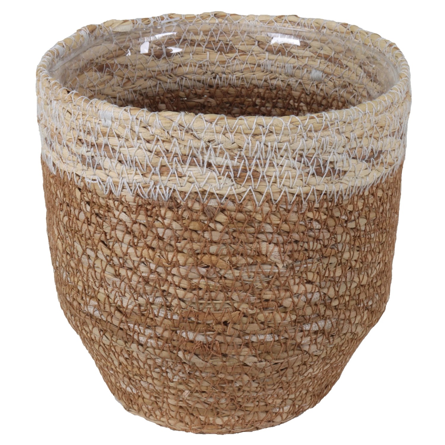 E-shop A.H.G. Kvetináč zo sušenej trávy hogla vr. PE sáčku prírodný/béžový pr.12 x 12cm