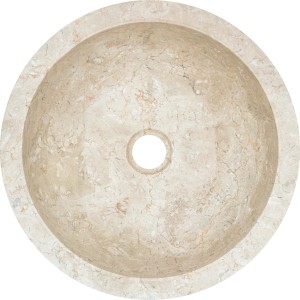 Okrúhle umývadlo na dosku baliv WBA-7040 z mramoru, Ø 40 cm, krémovo-béžové s jedinečnou kresbou.