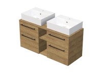 INTEDOOR Kúpeľ.skriňa+2umývadl BEE, úchyt čierny, 120cm, regál stred dub Hickory