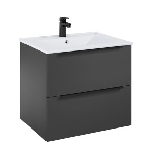 Roca Elegant skrinka pod umývadlo, 60 cm, matná antracitová s 2 zásuvkami.
