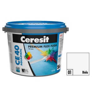 Ceresit CE40 flexibilná škárovacia hmota, biela farba. Vhodná ako škárovacia malta.