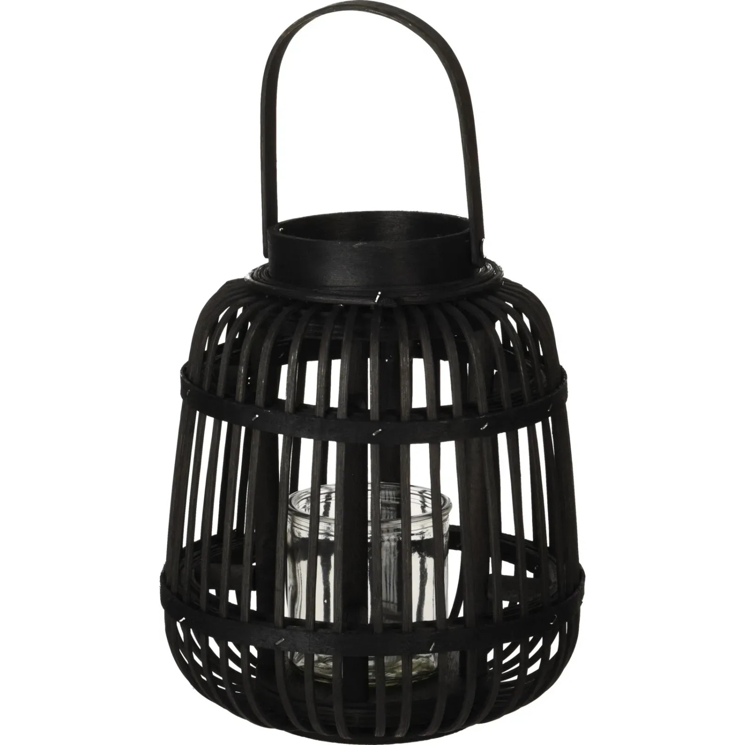 E-shop Koopman Bambusový lampáš čierny pr. 19 x 24 cm