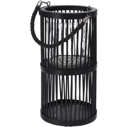 Koopman Bambusový lampáš vysoký čierny pr. 16 x 30 cm