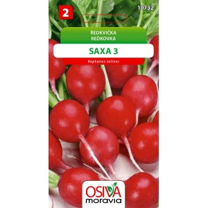 Balíček semien reďkovky 'Saxa 3': Červené, okrúhle reďkovky, ideálne do záhrady.