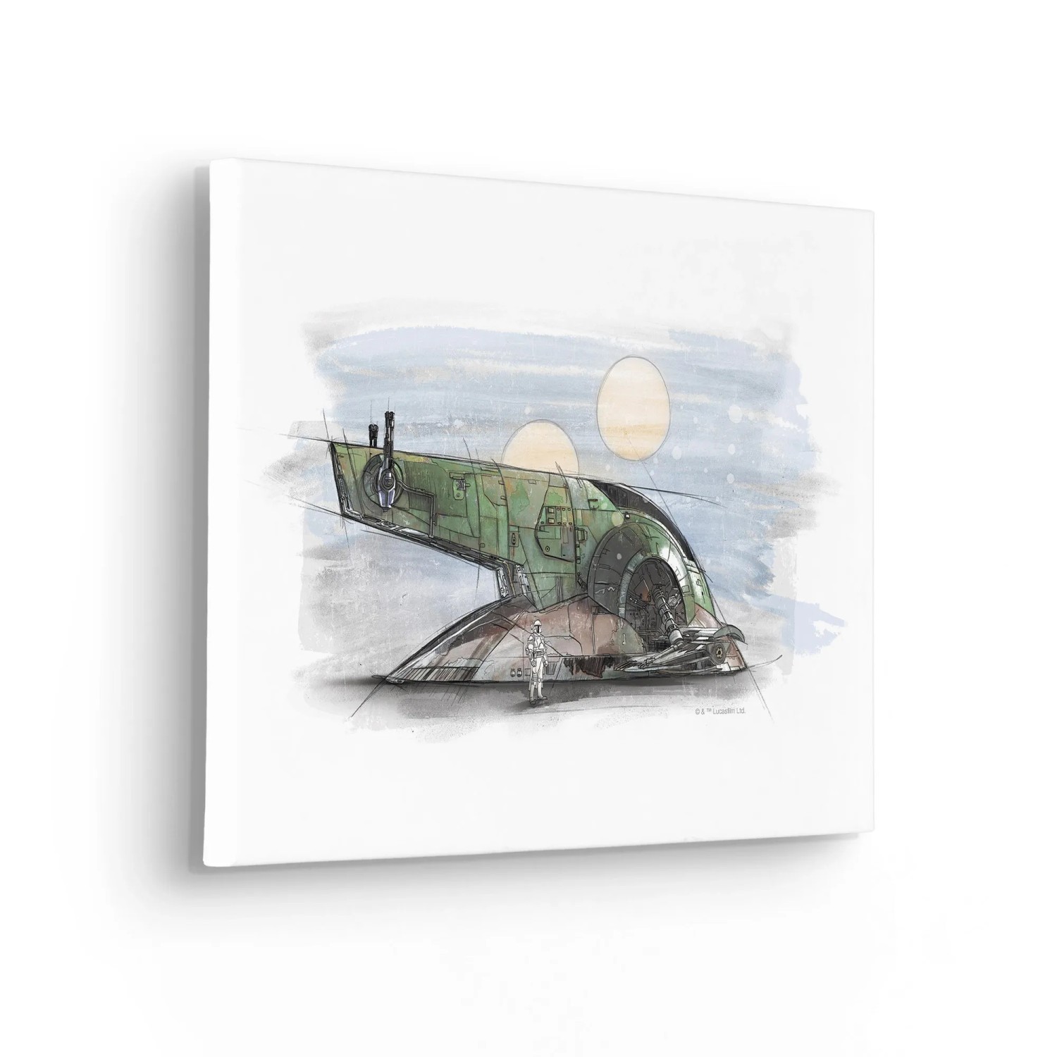 E-shop Komar Nástenný obraz na ráme Star Wars Boba Fett Spaceship Sketch 40 x 30 cm