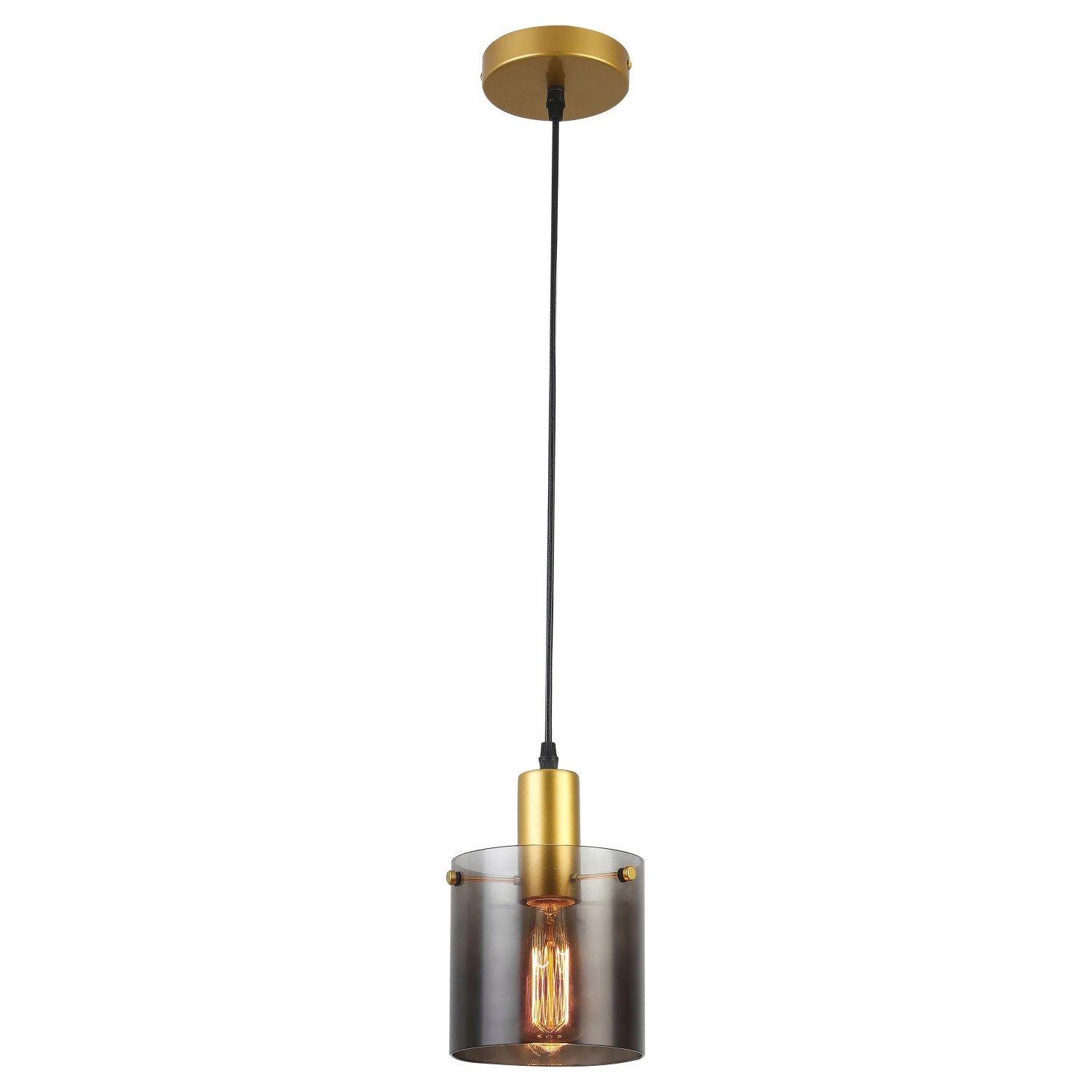E-shop Rabalux Závesné svietidlo Donati, zlatá/dymové sklo, pr. 15 x 150 cm