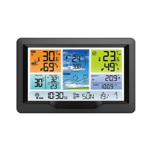 Digitálna meteostanica t.b.t. s veľkým farebným displejom na zobrazenie údajov o počasí.
