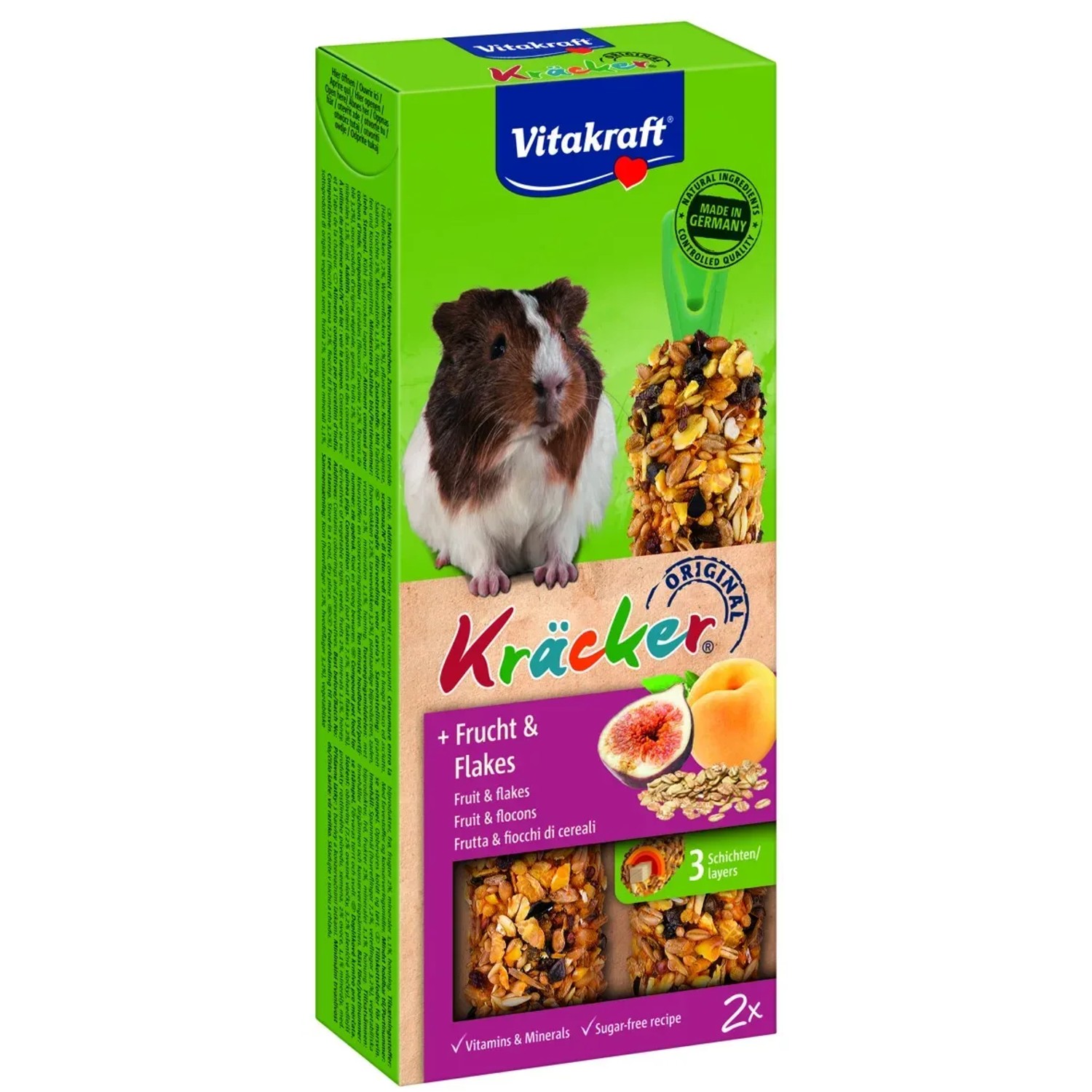 E-shop Vitakraft Doplnkové krmivo pre morčatá Kräcker ovocia a vločky 2 ks