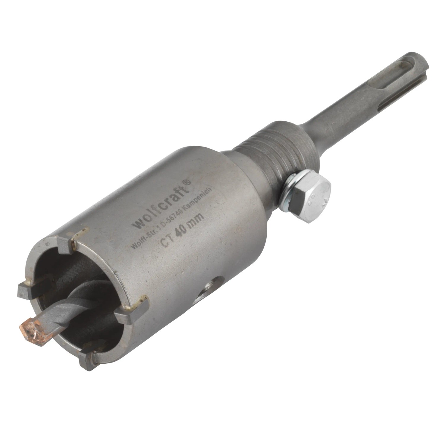 E-shop Wolfcraft Vŕtacia korunka osadená tvrdokovom s upínacím tŕňom SDS-plus, pr. 40mm