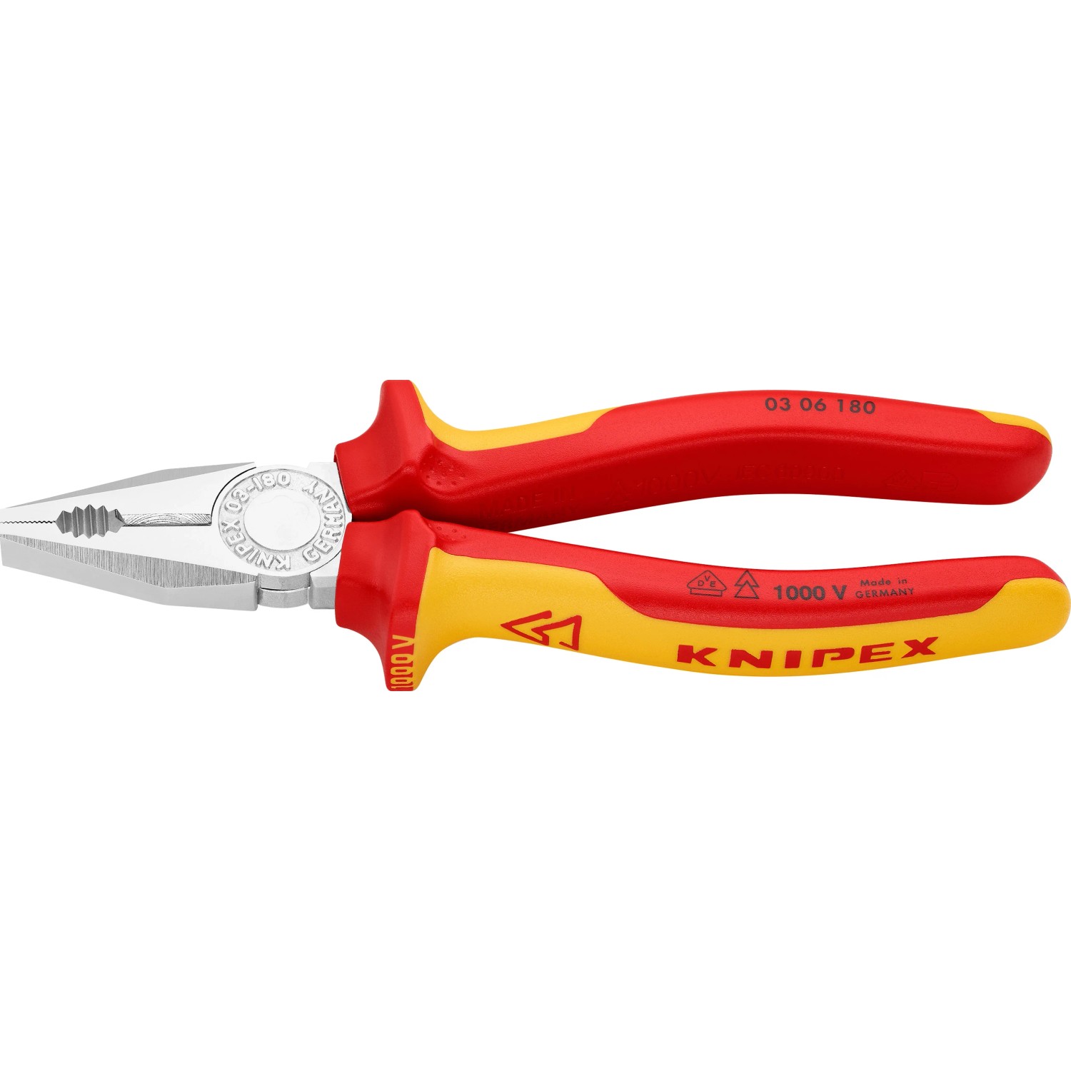 E-shop Knipex Kombinované kliešte, chrómované, izolované viaczl. návleky, VDE, 180 mm