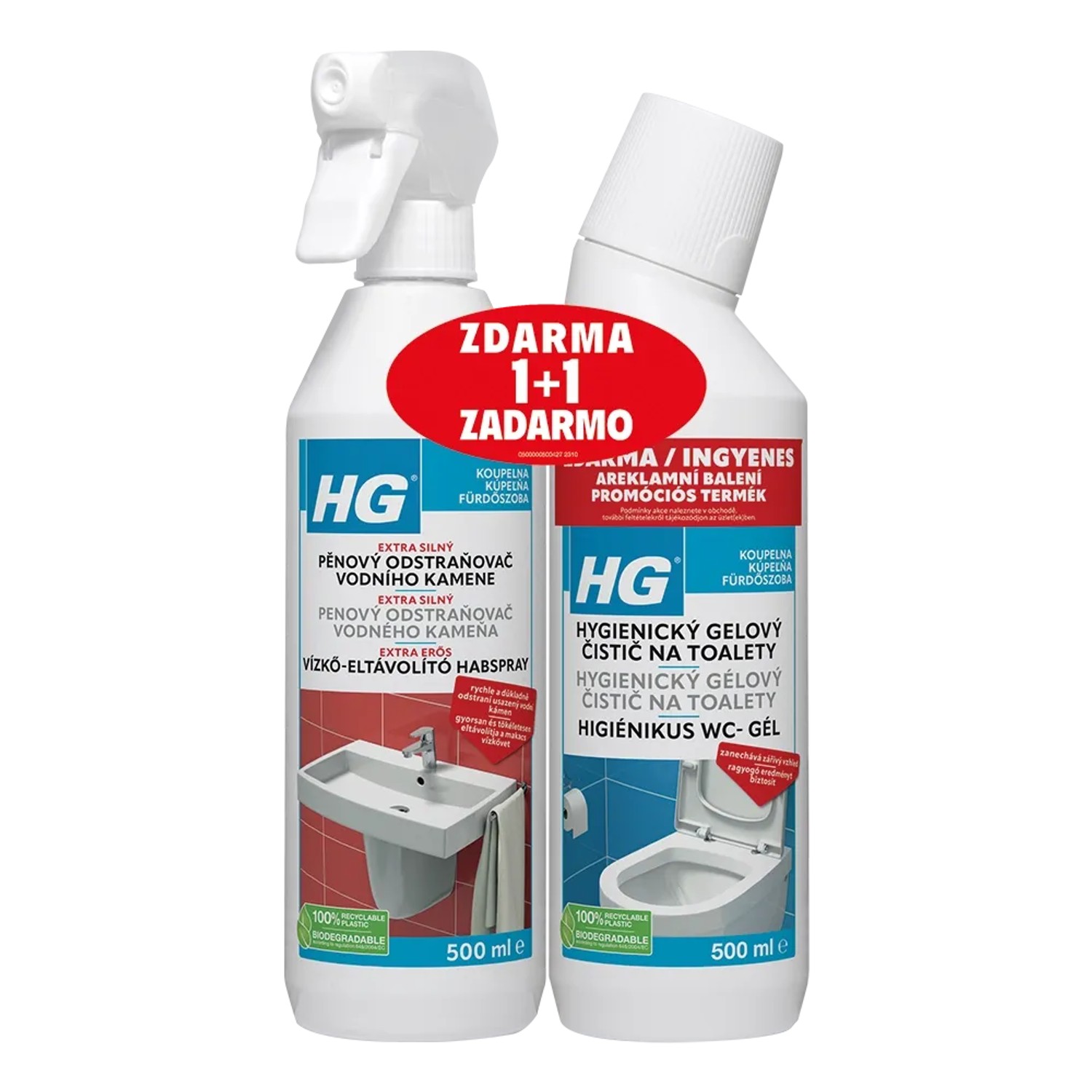 E-shop HG penový čistič vodného kameňa 500 ml + WC Gél