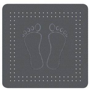 Kleine Wolke Protišmyková podložka do sprchy Foot, 55x55 cm, bridlicovo sivá s dizajnom chodidiel.