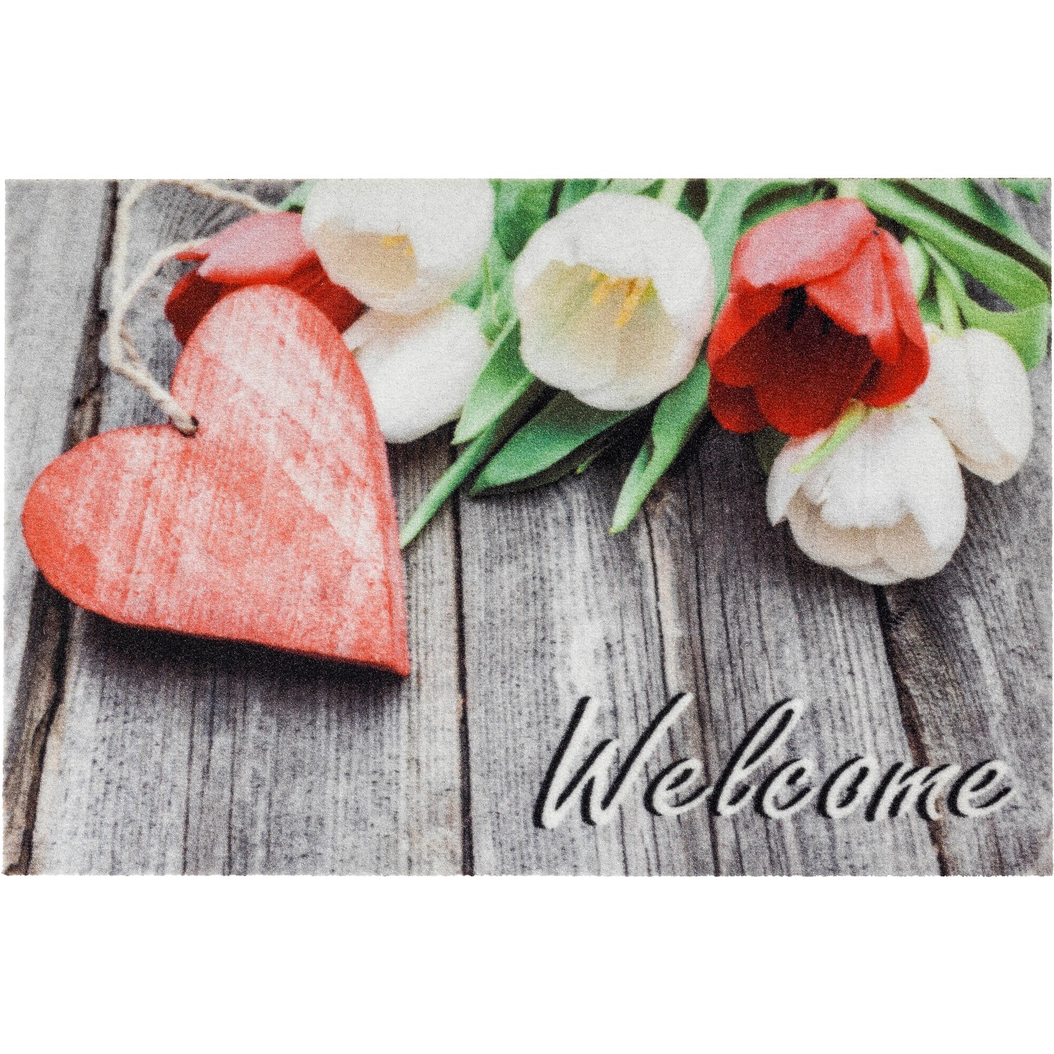 E-shop Astra Rohožka na čistenie obuvi Deco Print 40 x 60 cm srdce červená