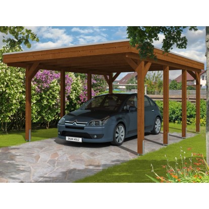 Skan Holz Prístrešok na auto Friesland EPDM, orech, 397 x 555 cm