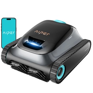 Aiper Scuba S1 čierny bazénový robot s pásovým pohonom a ovládaním cez aplikáciu. Bezdrôtový čistič.
