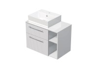 INTEDOOR Skriňa+umývadlo BEE, úchyt chróm, š.80 cm, regál vpravo, biela 3D pruhy