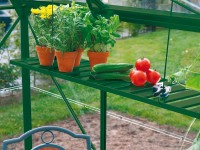 Hliníkový regál 120 cm x 31 cm zelený odklápací