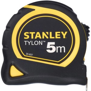 Stanley zvinovací meter Tylon, dĺžka 5 m, šírka 19 mm, čierne puzdro so žltými prvkami.
