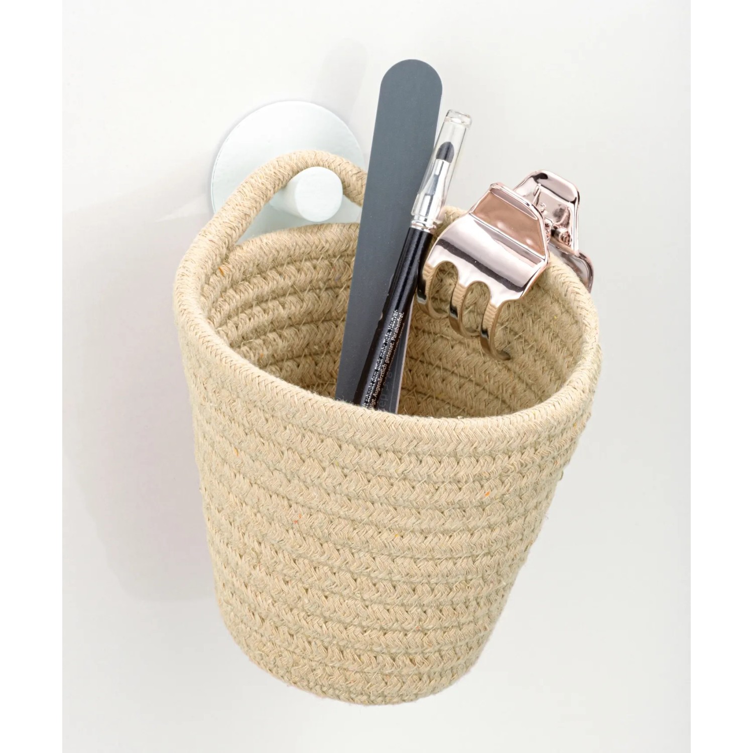 E-shop Wenko Úložný kôš Soria béžová bavlna 12,5 x 12 x 14,5 cm béžový