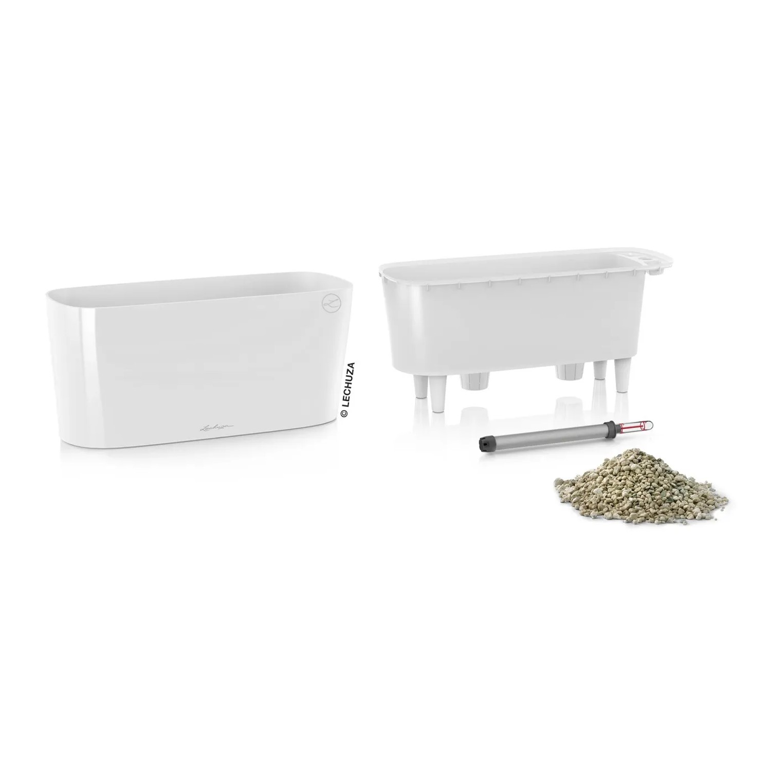 E-shop Lechuza Samozavlažovací kvetináč DELTA 20 biela lesklá, 40 x 15 x 18 cm