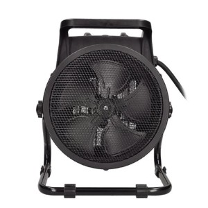 Čierne, prenosné elektrické topidlo t.b.t. s ventilátorom.